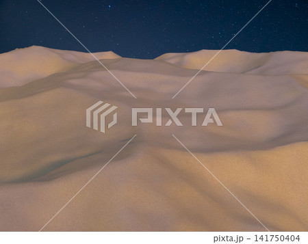 星空に照らされた幻想的な砂丘の夜景 3DCGレンダリング 星空に照らされた幻想的な砂丘の夜景 3DCGレンダリング 141750404