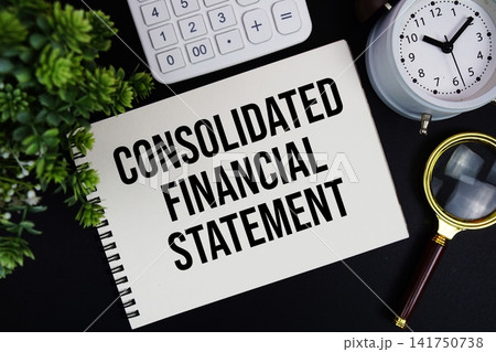 CFS Consolidated Financial Statement text written on notepad with alarm clock, magnifying glass and calculator on black background CFS Consolidated Financial Statement text written on notepad with alarm clock, magnifying glass and calculator on black background 141750738