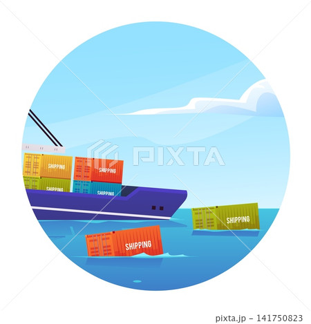 Circular cargo ship vector illustration for trade and port scenes Circular cargo ship vector illustration for trade and port scenes 141750823