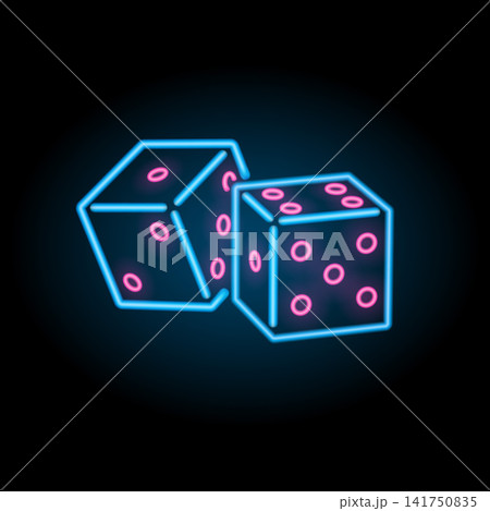 Neon dice casino vector icon element 141750835