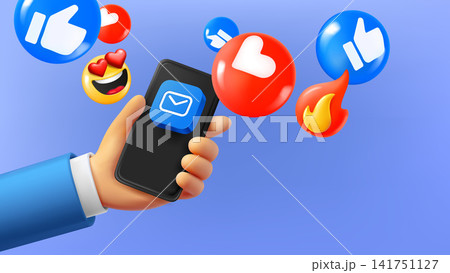 Using mail application concept. 3d vector banner with copy space 141751127