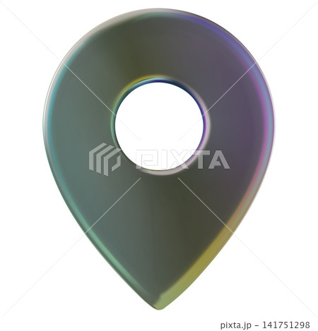 3D glass location pin vector icon, realistic GPS navigation sign with holographic effect front view, crystal map pointer 3D glass location pin vector icon, realistic GPS navigation sign with holographic effect front view, crystal map pointer 141751298