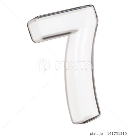 Glass number seven tilted figure, vector 3D realistic transparent 7 digit alphabet point, typographic numeric sign Glass number seven tilted figure, vector 3D realistic transparent 7 digit alphabet point, typographic numeric sign 141751310