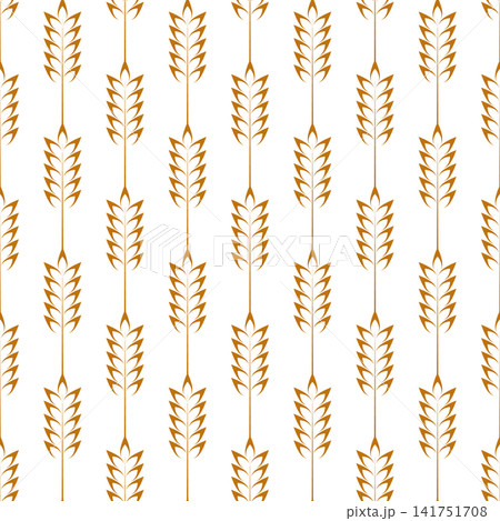 Vector Seamless Pattern with Agriculture Wheat and Cereal Ears on White Background. Organic Wheat, Rice Ear Design Template. Bread, Beer Packaging, Farming, Organic Food Concepts Vector Seamless Pattern with Agriculture Wheat and Cereal Ears on White Background. Organic Wheat, Rice Ear Design Template. Bread, Beer Packaging, Farming, Organic Food Concepts 141751708