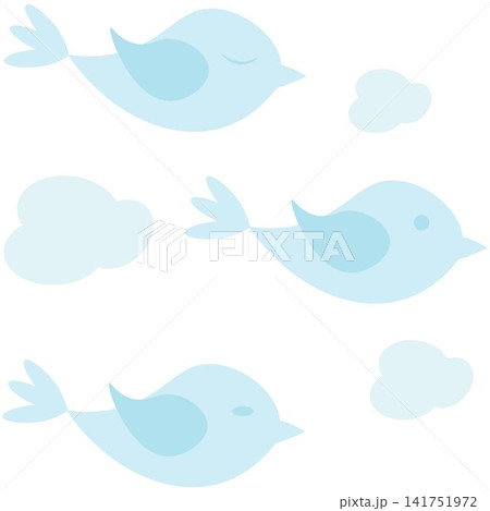 Flying Blue Birds and Clouds. The Concept of Easter and Spring Flying Blue Birds and Clouds. The Concept of Easter and Spring 141751972