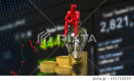 Digital Investor Exploring Financial Technology Innovation 3d render. 141752634