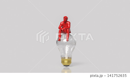 Creative Businessman Sitting on Light Bulb Concept 3d render. Creative Businessman Sitting on Light Bulb Concept 3d render. 141752635