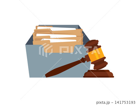 legal document folders box with judge gavel for court case illustration legal document folders box with judge gavel for court case illustration 141753193
