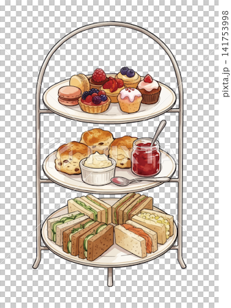 An illustration of afternoon tea with a mouthwatering appeal. An illustration of afternoon tea with a mouthwatering appeal. 141753998