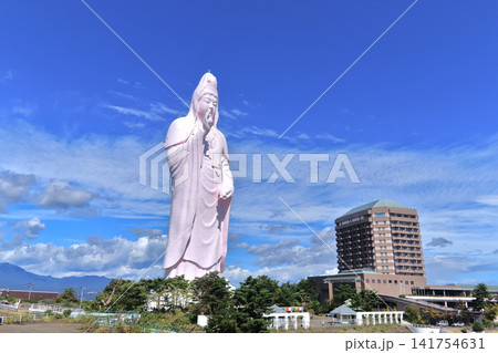 修復工事中の仙台大観音 下地塗装で数日間だけ全身が薄ピンク色となった様子 修復工事中の仙台大観音 下地塗装で数日間だけ全身が薄ピンク色となった様子 141754631