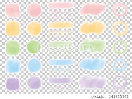 一組可愛的水彩零件，共有 5 種柔和的粉彩色。 141755141
