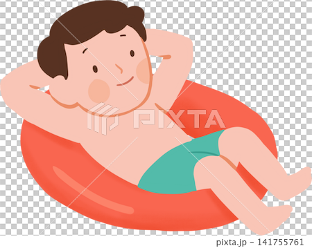 Boy Relaxing on Swim Ring Boy Relaxing on Swim Ring 141755761