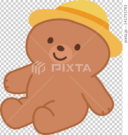 Bear Wearing Straw Hat Bear Wearing Straw Hat 141755765