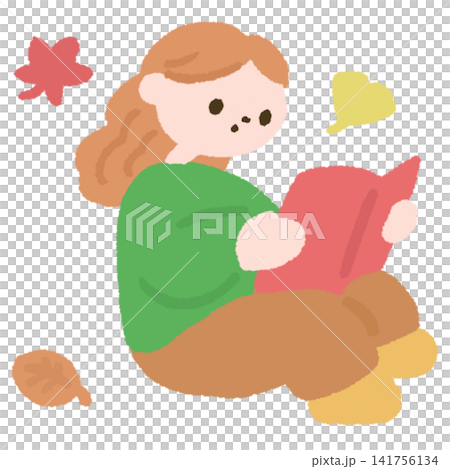 秋季讀書女子的插圖 秋季讀書女子的插圖 141756134
