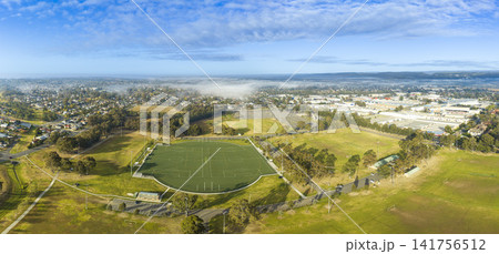 Aerial view of the Jamison Park sports ground and surrounding buildings 141756512