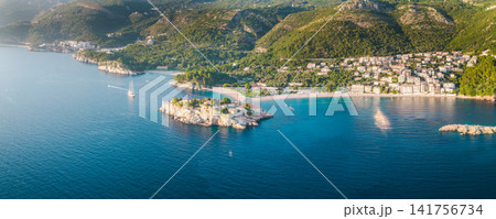 Sveti Stefan island and Adriatic coastline in Montenegro Sveti Stefan island and Adriatic coastline in Montenegro 141756734