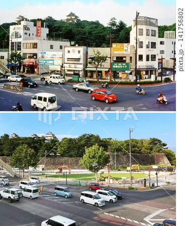 和歌山城西側県庁前交差点付近の景観の復元 上側2009年 下側2026年 和歌山城西側県庁前交差点付近の景観の復元 上側2009年 下側2026年 141756802