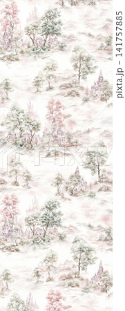 Soft dreamy watercolor floral seamless patterns collection 141757885