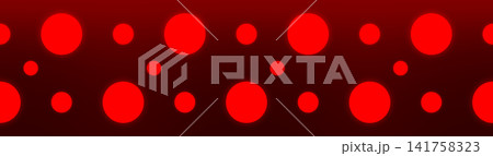 A seamless horizontal pattern of glowing red neon dots set against a dark red gradient background. Ideal for digital banners and design backgrounds. 141758323