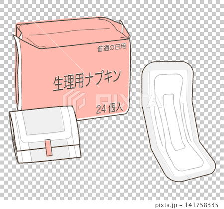 Sanitary napkin (hand-drawn style lines, coral pink) Sanitary napkin (hand-drawn style lines, coral pink) 141758335