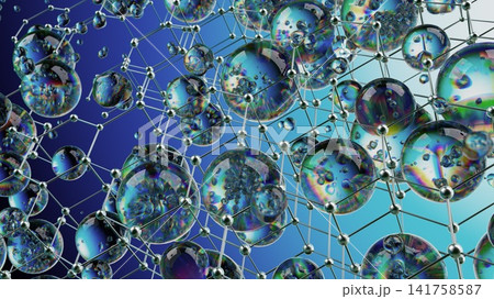 Abstract Image of a Molecular Hexagonal Network With Shiny Spherical Elements Abstract Image of a Molecular Hexagonal Network With Shiny Spherical Elements 141758587