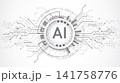 Artificial intelligence AI technology concept background. Abstract futuristic circuit board and HUD interface circle vector illustration. 141758776