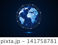 Global network connection background. Abstract futuristic digital earth globe with plexus lines and data dots vector illustration. 141758781