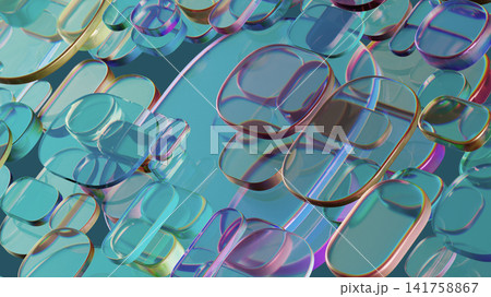 Vibrant Glass Strips Create Iridescent Abstract Art for Modern Design and Creative Projects 141758867