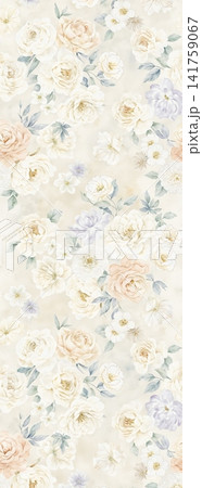 Delicate Watercolor Vintage Rose Floral Seamless Pattern Collection 141759067