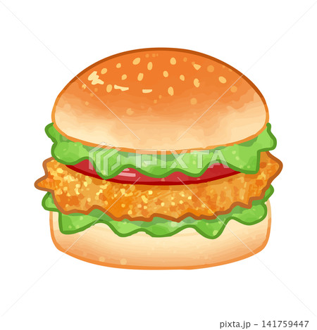 手描き風のカツバーガー 手描き風のカツバーガー 141759447