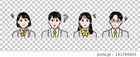 一組簡單的向量插圖,描繪了一名身穿西裝外套、神情憂鬱的高中生。 一組簡單的向量插圖,描繪了一名身穿西裝外套、神情憂鬱的高中生。 141760091