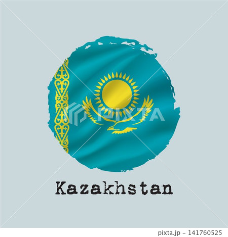 Kazakhstan flag created with circular brushstrokes. 141760525