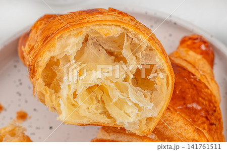 Flaky Croissant Cross Section Showing Airy Laminated Layers 141761511