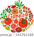 Tomatoes arranged into a decorative tomato shaped composition 141762188