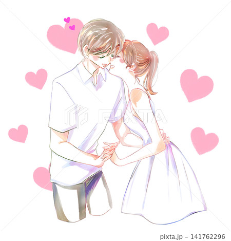 いちゃいちゃする男女 夏 ハートマーク いちゃいちゃする男女 夏 ハートマーク 141762296