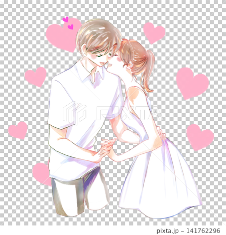 いちゃいちゃする男女 夏 ハートマーク いちゃいちゃする男女 夏 ハートマーク 141762296