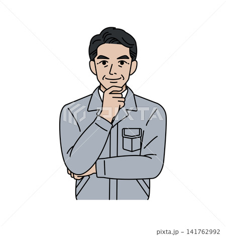 男性上司 グレー作業服 納得 うなずく 男性上司 グレー作業服 納得 うなずく 141762992