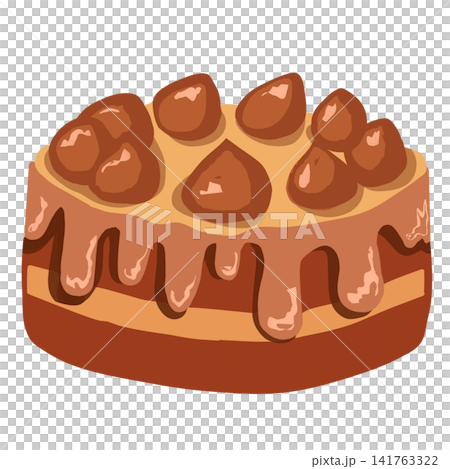 Chocolate Pound Cake with Ganache Drip Illustration Chocolate Pound Cake with Ganache Drip Illustration 141763322