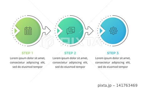 Three Steps Horizontal Process Flow Diagram Three Steps Horizontal Process Flow Diagram 141763469