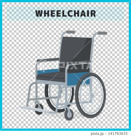 Simple illustration of a standard wheelchair used in medical and welfare settings. Vector material for caregiving and barrier-free design. 141763635