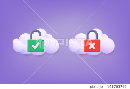 Secure for online payment on cloud blue sky background concept. Account for 3d security with payment protection. 3D Vector Illustrations. 141763735