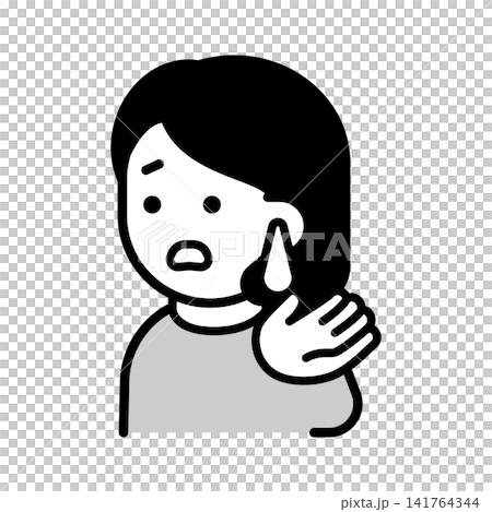 耳だれが出る女性のイラスト 141764344
