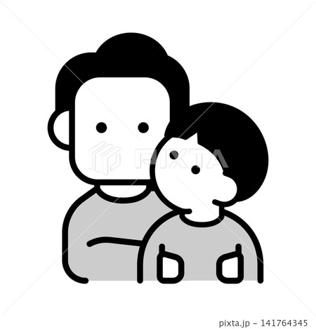 子供と一緒の男性のイラスト 子供と一緒の男性のイラスト 141764345