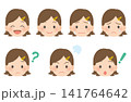 顔　女の子　子ども　表情セット 141764642