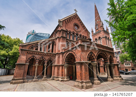 Historic Holy Trinity Church red brick architecture in Shanghai, China Historic Holy Trinity Church red brick architecture in Shanghai, China 141765207