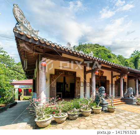 Traditional architecture of the Abbot's Quarters at Marble Mountains in Da Nang, Vietnam 141765328