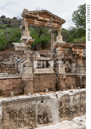 Ruins of Nymphaeum Traiani, an ancient Roman fountain in Ephesus, Selcuk, Izmir, Turkey 141765451