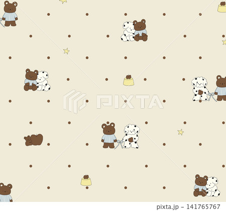 Diverse Seamless Pattern Collection With Vintage Florals And Cute Cartoon Animals Diverse Seamless Pattern Collection With Vintage Florals And Cute Cartoon Animals 141765767