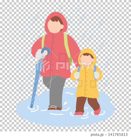 台風・大雨災害時の避難イラスト 141765813