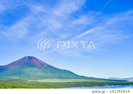 山梨の山中湖と夏の富士山 山梨の山中湖と夏の富士山 141765914